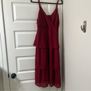 Lulu's Red Tiered Midi Dress